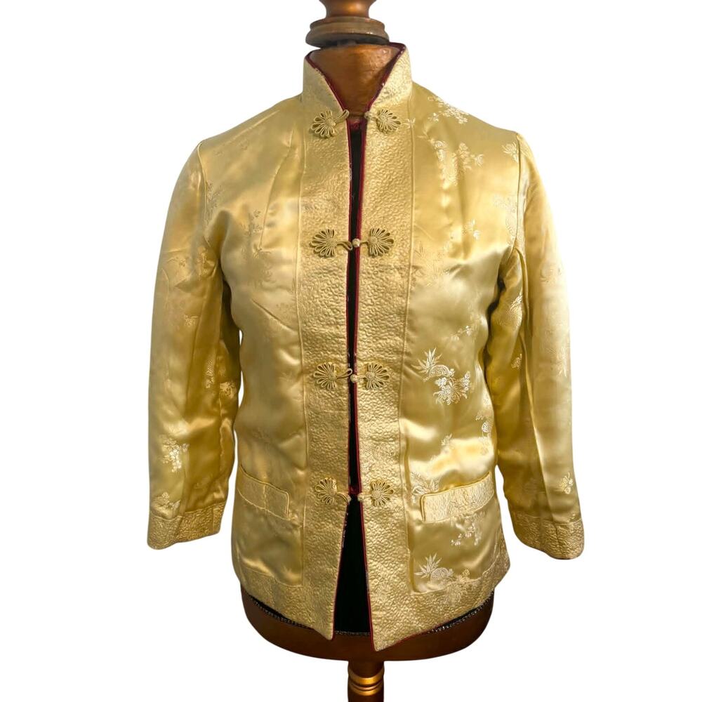Vintage Reversible Silk Chinese Jacket Pink Red Gold Brocade Toggle Closure EUC! - Picture 6 of 7